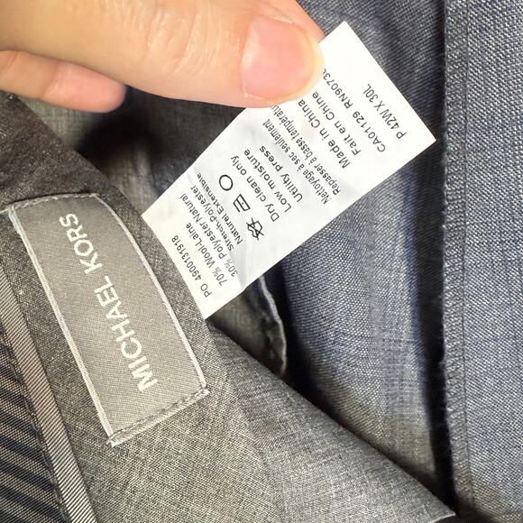 Michael Kors Men's Plaid ClassicFit WoolBlend Stretch Suit Pants grey 42x30 $190 - Picture 8 of 8